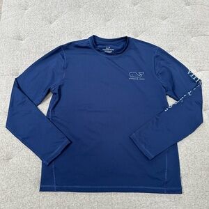 EUC VINEYARD VINES PERFORMANCE BLUE WHALE LONG SLEEVE RASH GIARD SUN SHIRT med